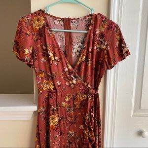 Floral Fall Wrap Dress